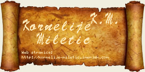 Kornelije Miletić vizit kartica